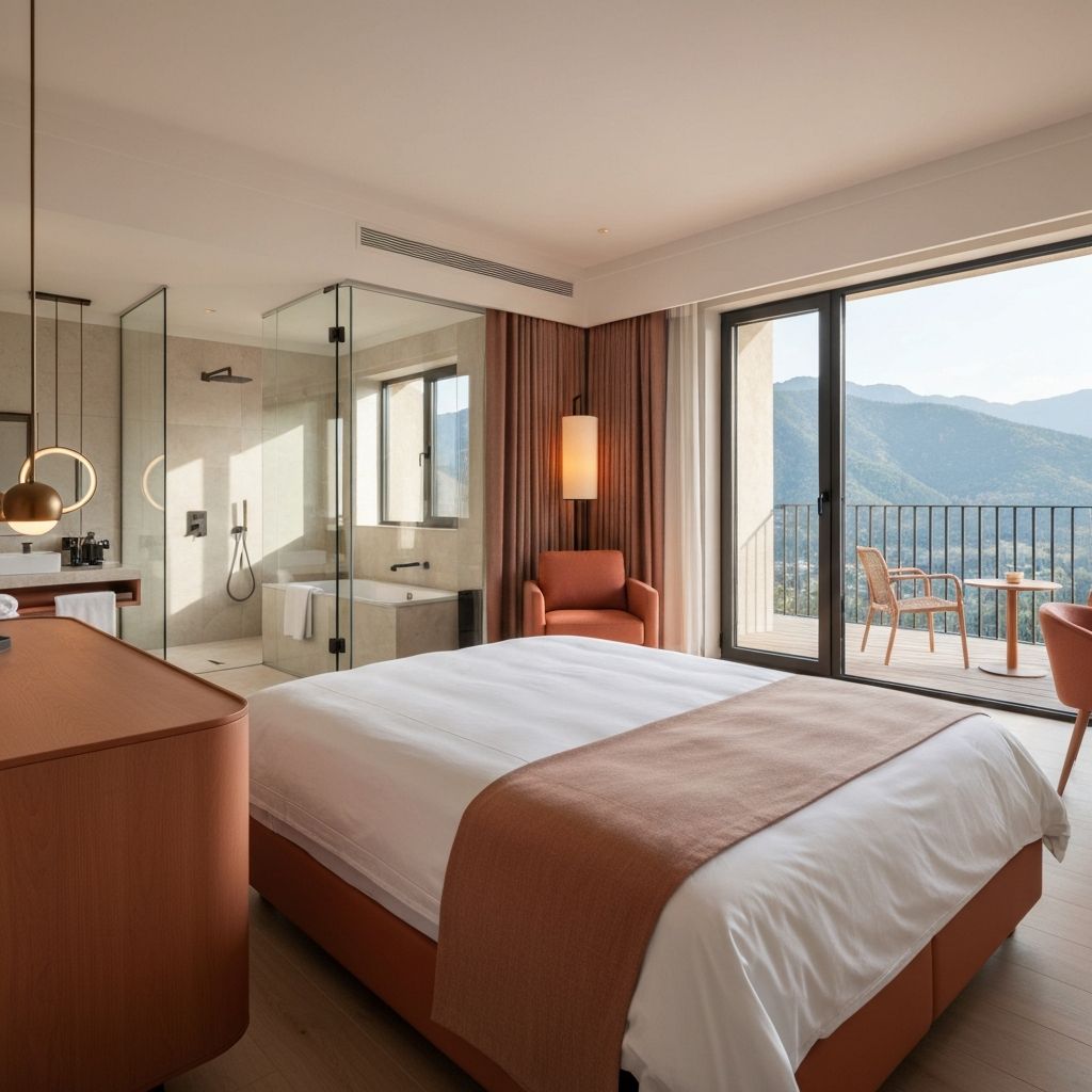 Luxury villa room with mountain view